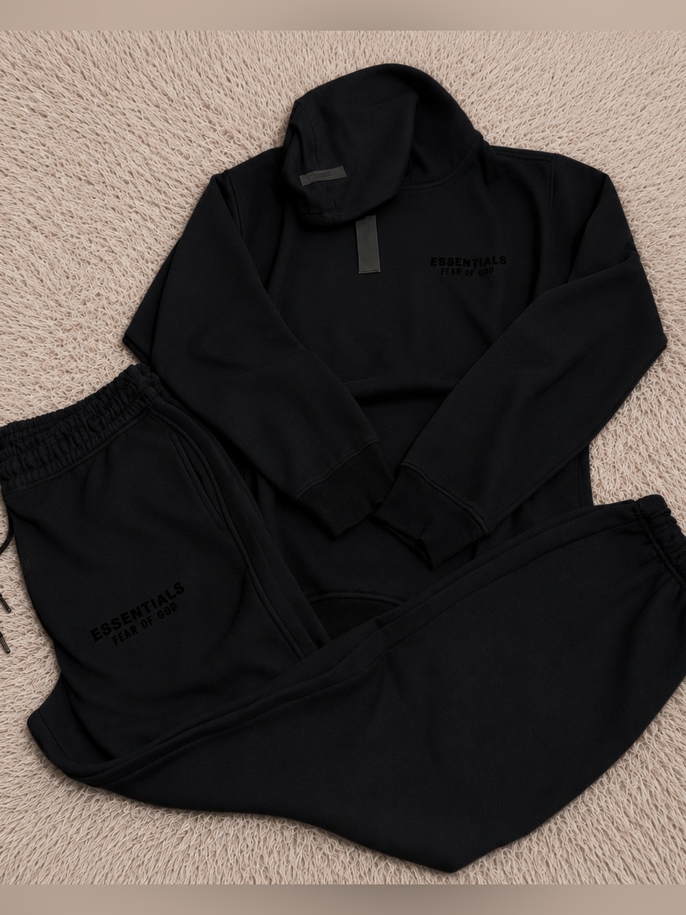 Essentials FEAR OF GOD black jogger sweatsuit set